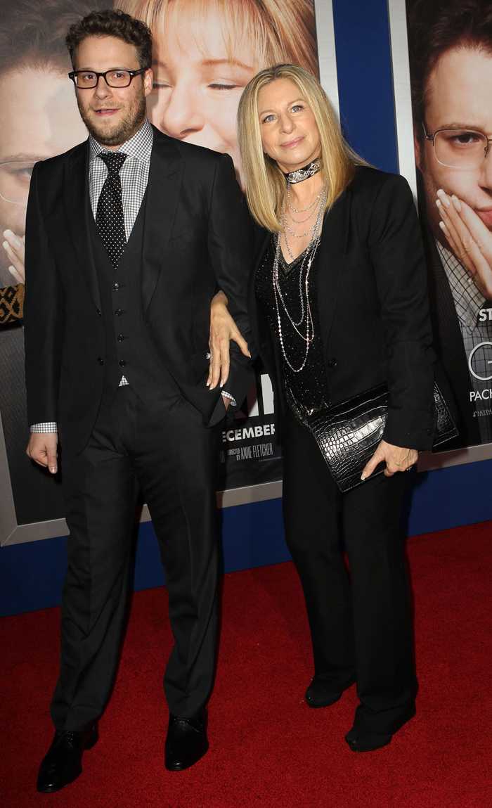 SETH ROGEN AND BARBARA STREISAND ARM AND ARM AT THE RED CARPET EVENT FOR THEIR MOVIE "THE GULIT TRIP". 