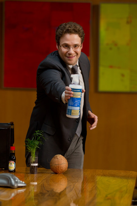 The chemist (Andy played by Seth Rogen) has created a new cleaning product made of all natural ingredients and he takes it across country to pitch it to various big store companies. 