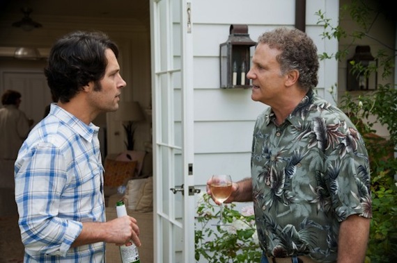 SCENE IN MOVIE - PAUL RUDD AND ALBERT BROOKS HAVING A CONVERSATION IN THEIR BACKYARD. 