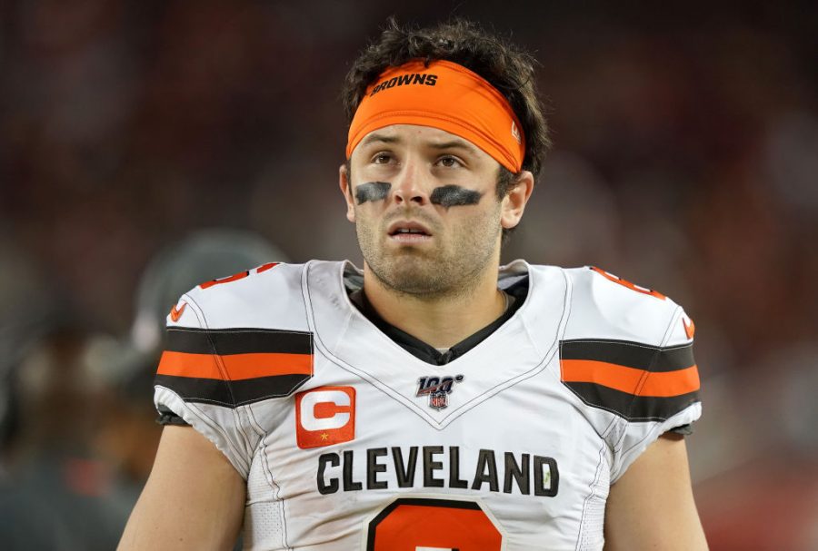 SANTA CLARA, CALIFORNIA - OCTOBER 07: Baker Mayfield #6 of the Cleveland Browns looks on from the sidelines against the San Francisco 49ers during the third quarter of an NFL football game at Levis Stadium on October 07, 2019 in Santa Clara, California. (Photo by Thearon W. Henderson/Getty Images)