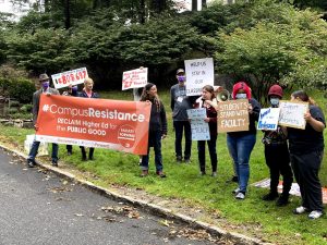 Adjuncts Hold Rally Outside Mercy Scholarship Fundraiser