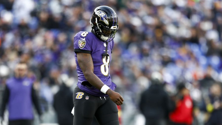 Baltimore Ravens quarterback Lamar Jackson (8) against the Denver Broncos, Sunday, Dec. 4, 2022, in Baltimore.